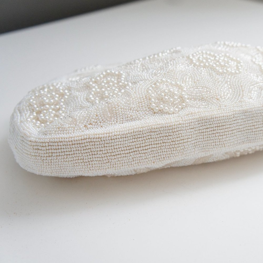 Vintage Ivory Beaded Pearl Evening Bag Clutch by Magid - Picture 7 of 16